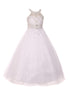 Girls Dazzling Halter Beaded Tulle Special Occasion Dress 4-16 - SophiasStyle.com